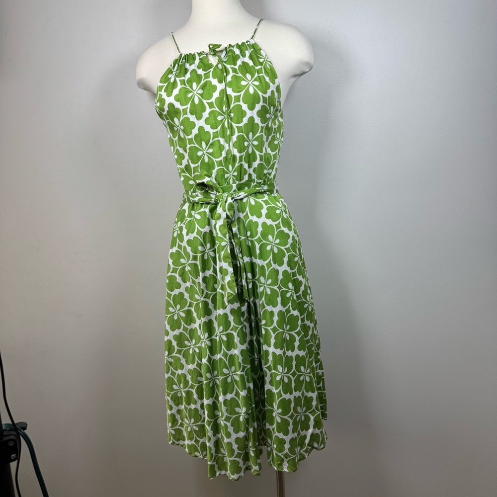 Jacob Green and White Floral Midi Dress Y2K